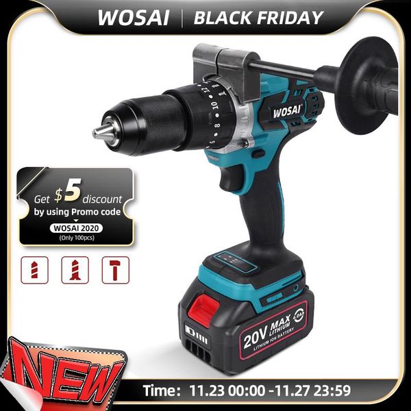 

professiona electric drills wosai 20v brushless drill 25+1 torque 115nm cordless screwdriver 4.0ah li-ion battery power