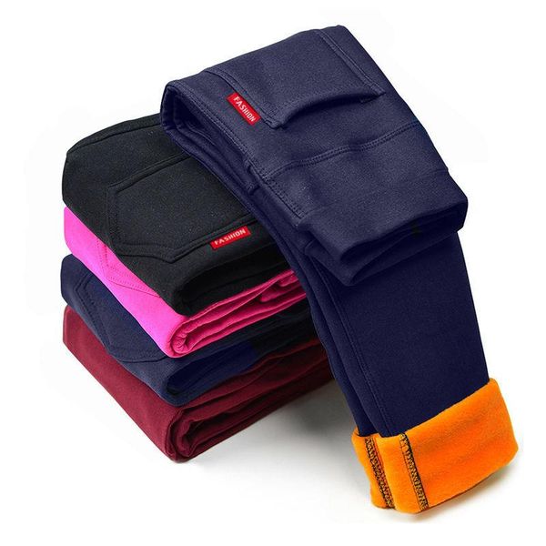 

girls wear leggings and plush children's pencil pants in autumn winter trousers, Blue