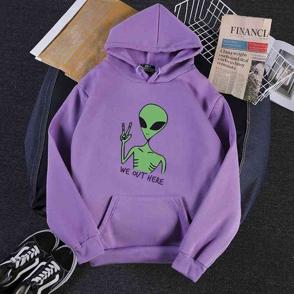 

2020 new autumn and winter women's hooded loose alien printed sweater, Black
