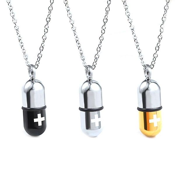 

necklace perfume bottle ashes box cross stainless steel pendants chain for women girls fashion jewelry pendant necklaces, Silver