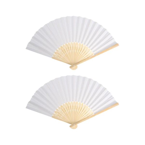 

party favor 12pcs folding hand fan diy made painting writing for kids adults (white)