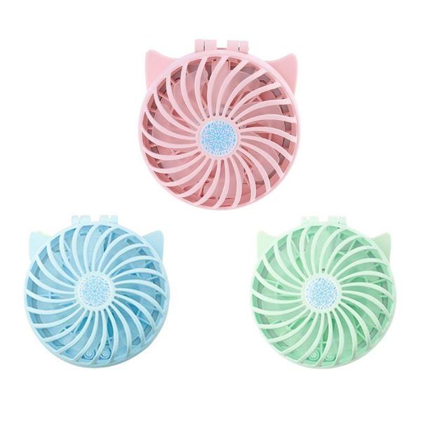 

electric fans usb makeup mirror small folding fan mini portable with led light