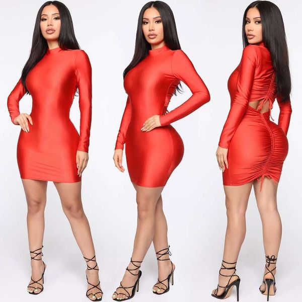 

2021 new2021 2019 new style slim long sleeve dress women's wear, White
