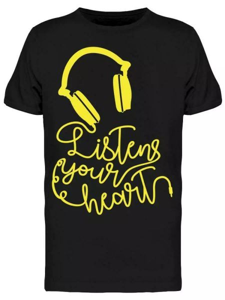 

listen your heart tee men's -image by shutterstock, White;black