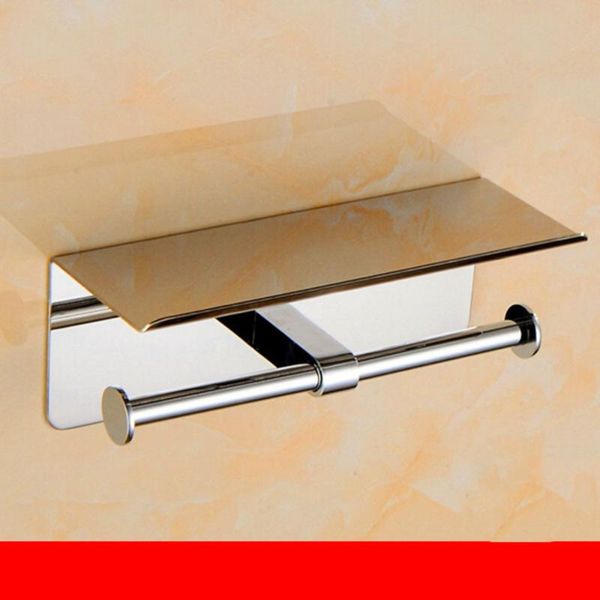 

toilet paper holders double holder wall mount tissue roll hanger with mobile phone shelf rack for bathroom home office el