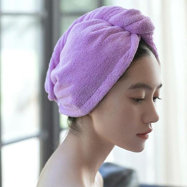 

coral fleece large towel soft hair dry hat cap quick drying shower z5i3 caps
