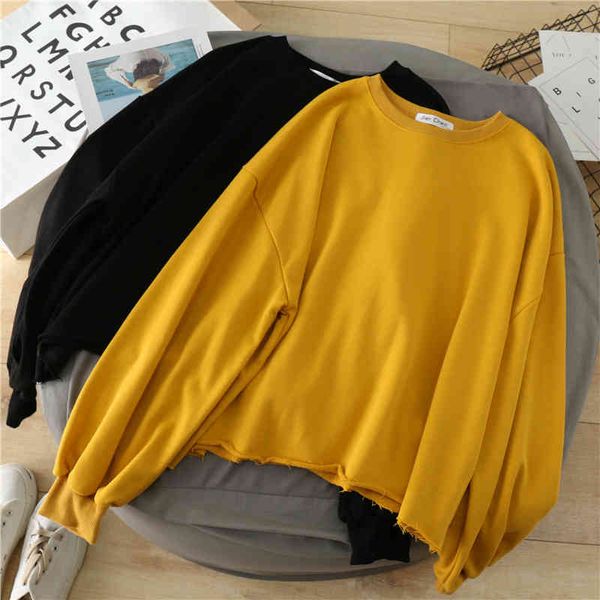 

hoodies women's loose 2021 autumn korean slim terry cotton top, Black