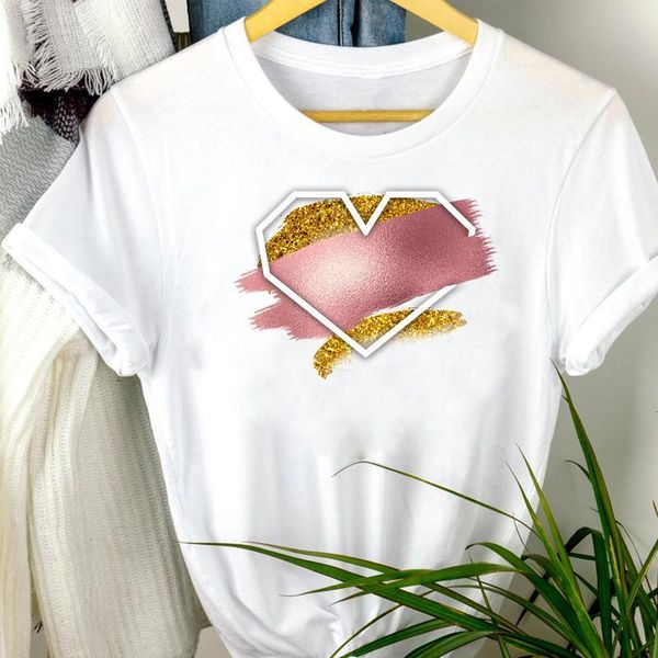 

women's t-shirt women clothes watercolor love 2021 cartoon summer fashion short sleeve print tshirt female tee graphic, White