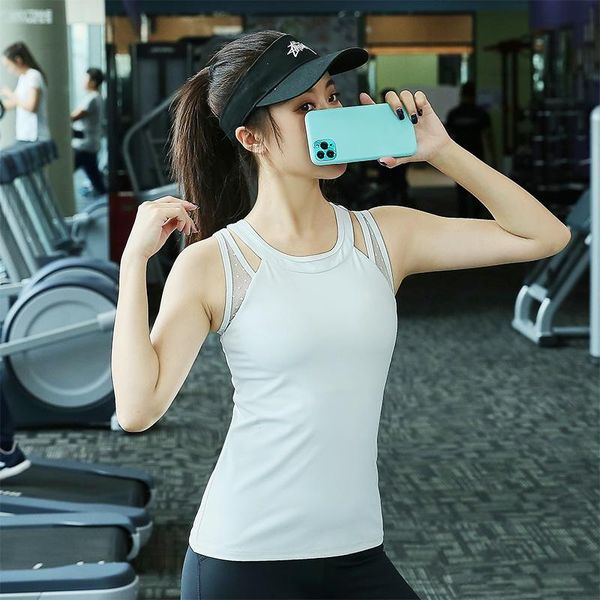 

plus size l-4xl women vest sleeveless yoga tank with chest pads sports crop quick-dry shirts gym clothing vests outfit