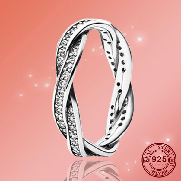 

cluster rings 100% 925 sterling silver pan ring creative bright woven line for women wedding party gift fashion jewelry, Golden;silver