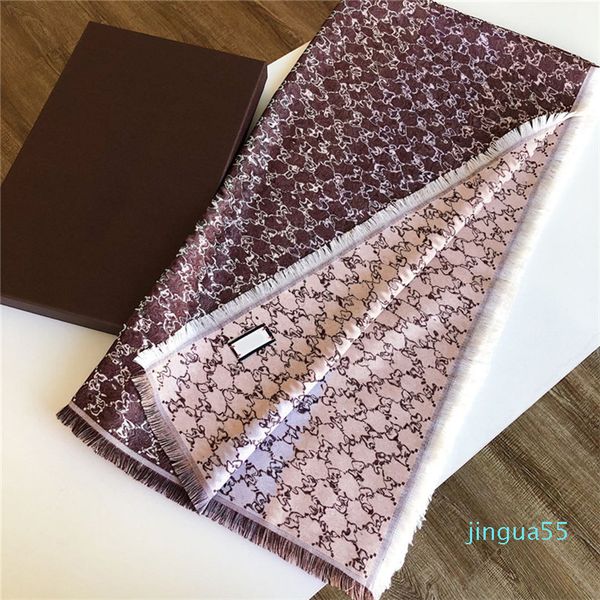 

fashion full letters jacquard scarves gradient color designer square wraps women silk scarf with tags soft warm neckerchief gift, Blue;gray
