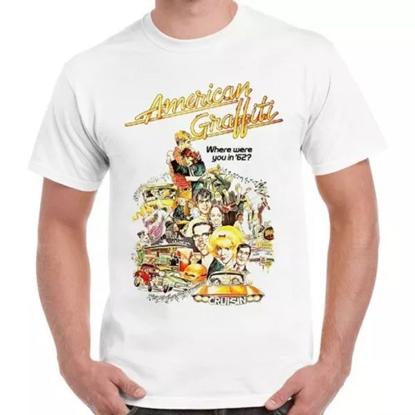 

american graffiti 70s retro film poster retro t shirt 2251, White;black