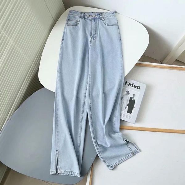 

women's jeans casual solid maxi slit pants dlzk121, Blue
