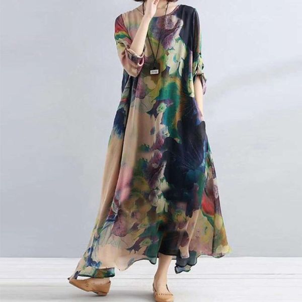 

fashion long printed irregular large swing, White;black