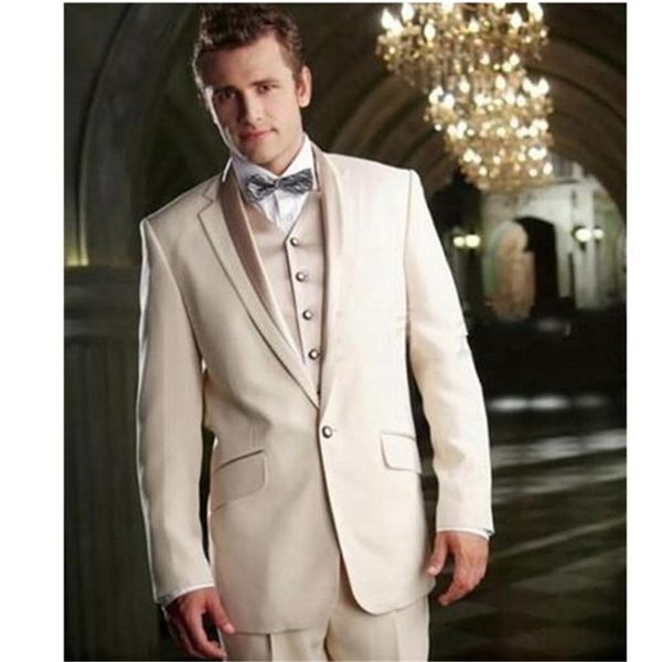 

men's suits & blazers classic male smolking suit groom fine and culine evening for beige men wedding tuxedo business party, White;black