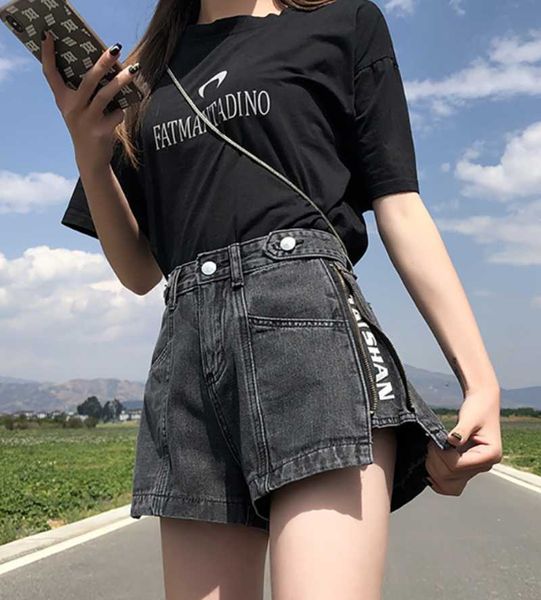 

2021summer denim shorts women korean fashion side zipper back pocket high waist jeans female bottoms short mjuer women's, White;black