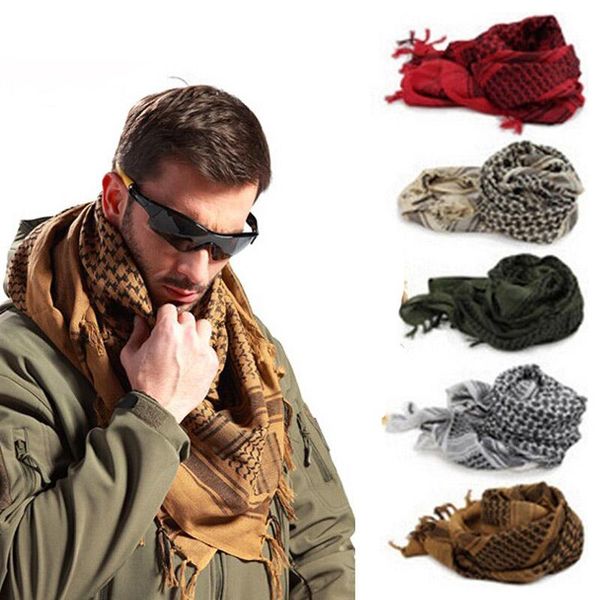 

100x100cm arab tactical desert scarf military outdoor hiking scarves army shemagh neck cover with tassel for men women cycling caps & masks, Black