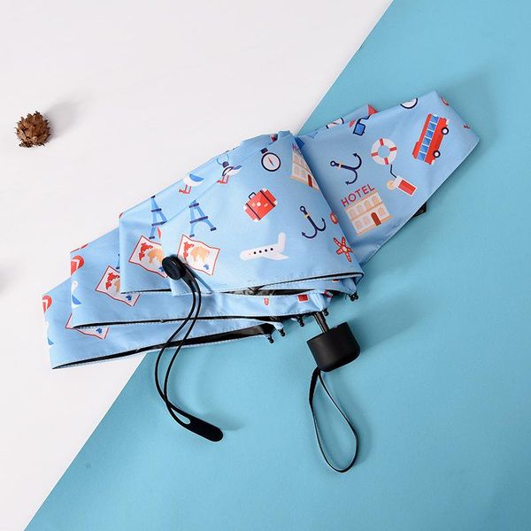 

umbrellas sunny and rainy dual-purpose umbrella ultra-light folding student six bones five-fold portable cartoon