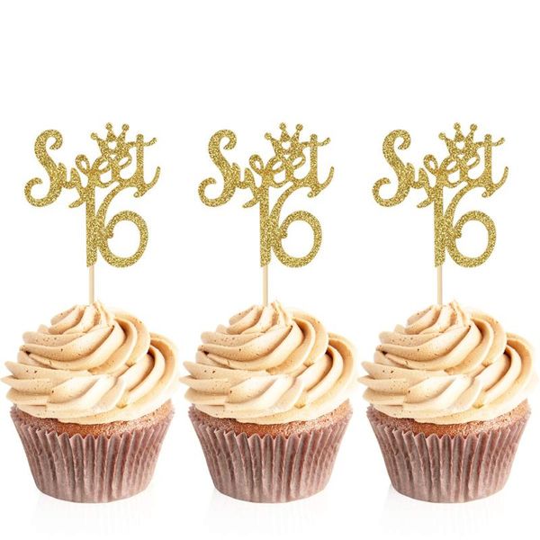 

other festive & party supplies 20 pcs glitter sweet 16 cupcake ers 16th birthday picks anniversary decorations