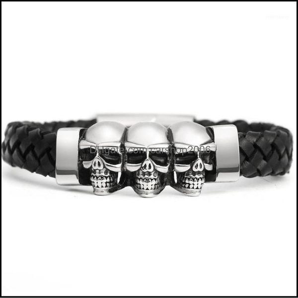 

bangle bracelets jewelrybangle bracelet ghost men leather braided handmade mtilayer bangles1 drop delivery 2021 ntpxb, Black