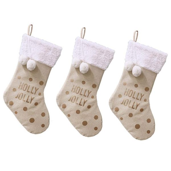 

christmas decorations 3 family socks gift bag bronzing linen