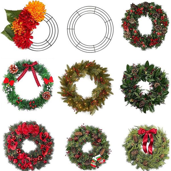 

decorative flowers & wreaths metal round hoop christmas decoration diy wire wreath frame wall hanging ornaments for wedding valentines decor