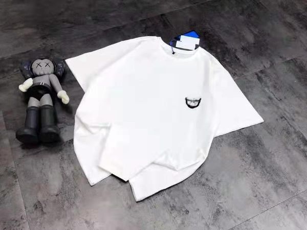 

new summer ader t-shirt spring lovers simple fashion chest rabbit head embroidery cotton men's and women's sho, Gray