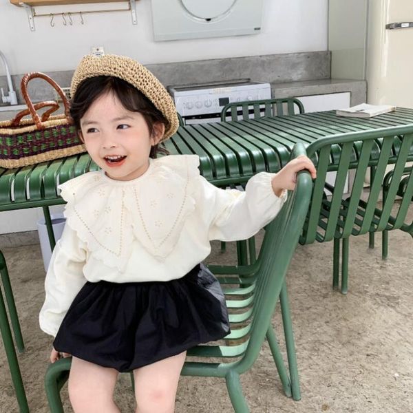 

shirts 2021 spring autumn toddler baby blouse girls long sleeve korean kids cotton shirt girl blouses children's clothes, White;black
