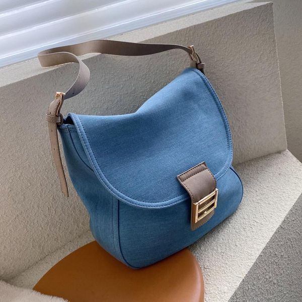 

women's denim shoulder bag, travel large capacity, blue, 2021 bags