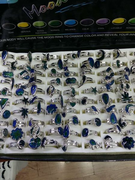 

mix design adjustable mood rings color change ring, Silver