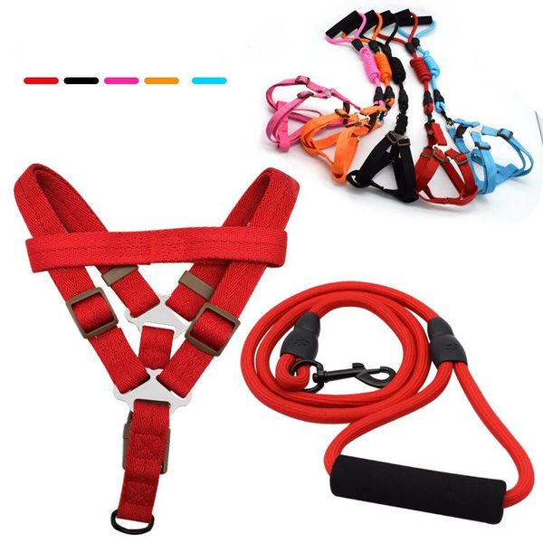 

dog leash round rope pet traction can adjust the size of chest strap pull-resistant cotton accessories collars & leashes