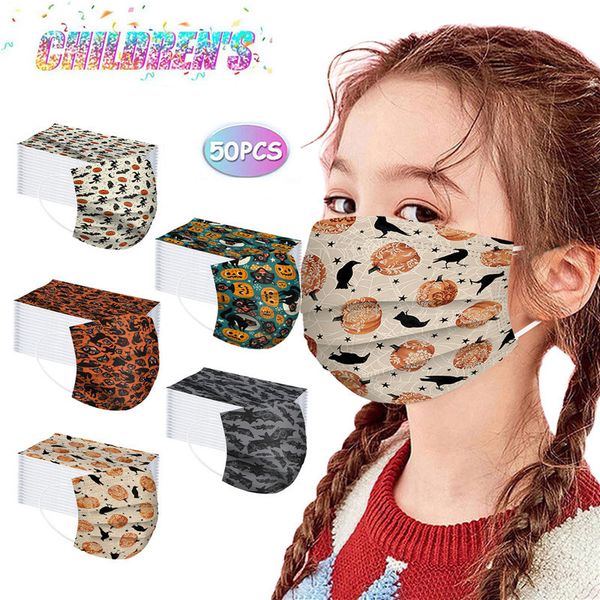 

custom logo new halloween mask disposable and children's spunlaced cloth printed mask