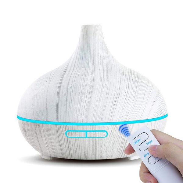 

essential oils diffusers 550ml ultrasonic electric air humidifier aroma oil diffuser white wood grain remote control 7 colors led lights for