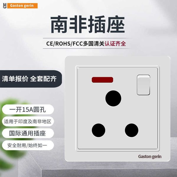 

gaston 86 type three switch concealed wall round hole 15a south africa socket with lamp