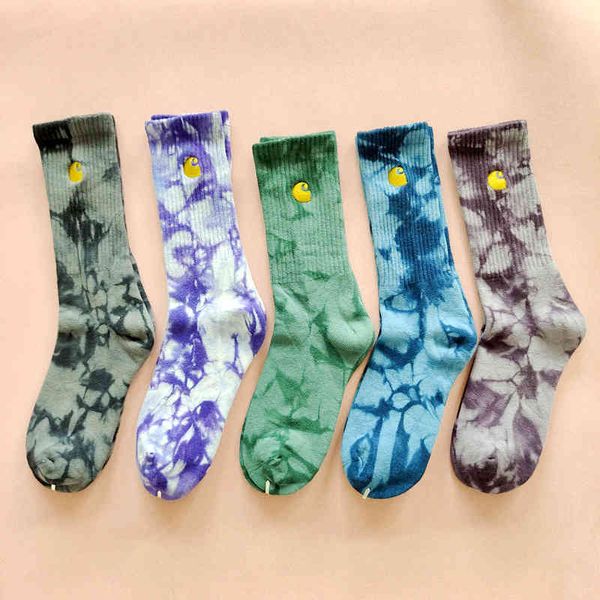 Batik-Socken für Herren, Carthart, bestickt, reine Baumwolle, verdickter Handtuchboden, hohe Röhre, Sportausrüstung, feucht