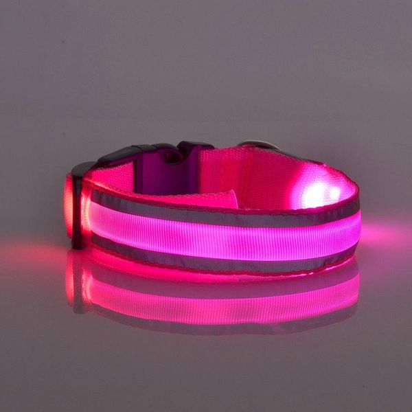 

pet dog nylon led collar usb rechargeable reflective dogs cats walking safety light glowing collars necklace & leashes
