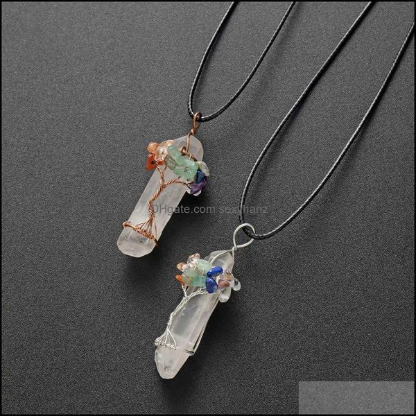 

necklaces & pendants jewelry chakra gemstone tree of life pendant wire wrapped natural clear quartz healing crystal point necklace mothers d, Silver