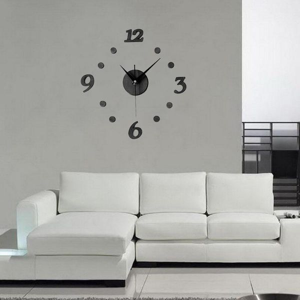 

wall clocks clock modern design large 3d digital diy home decor mirror sticker h99f