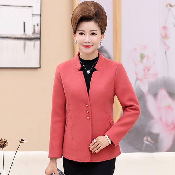 

women's jackets casual short women wool coat v-neck single breasted winter jacket sllim solid cashmere 2021, Black;brown