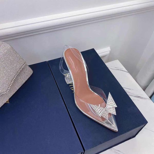 

2021 fashion women's high-heeled sandals shining butterfly jewelry transparent material real sole perfect restore luxury and beauty, Black