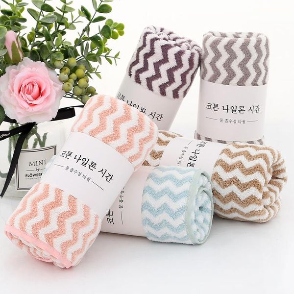 

towel compared with pure cotton water absorption color stripe cationic towel, pineapple pattern high density warp knitted coral
