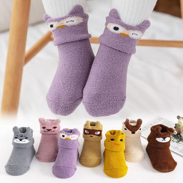 

first walkers coral fleece baby non-slip floor socks autumn winter born warm thick girl boy toddler infant indoor elastic sock 0-2y