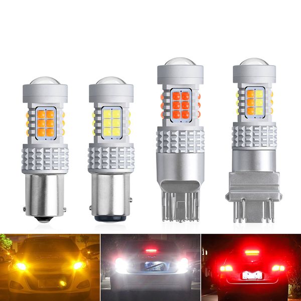 

2x canbus led bulbs 1156 ba15s 5w 1157 bay15d p21/5w for auto turn signal brake drl daytime running light dual-colors white 12v