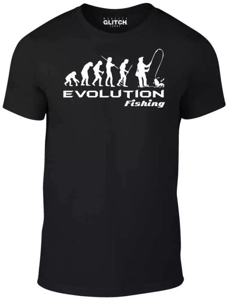 

Evolution of Fishing t shirt - Funny t-shirt Fish Fisherman retro Angling comic, White;black