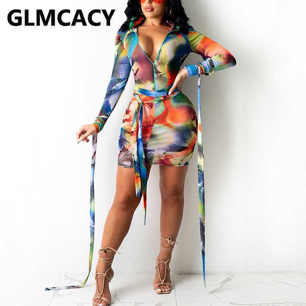 

long sleeve abstract floral printed bodycon dress bandage mini dress 210702, Black;gray
