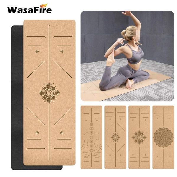 

183*61 inch natural cork tpe fitness yoga mat non-slip pilates exercise mats gym sports slimming training pads 4mm