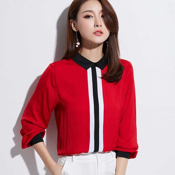 

women's blouses & shirts primavera de manga comprida feminina gola quadrada meninas em linha reta magro chiffon camisa das senhoras s c, White