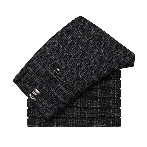 

men's spring autumn fashion business casual long pants suit male elastic straight formal trousers plus big size 28-38, Black