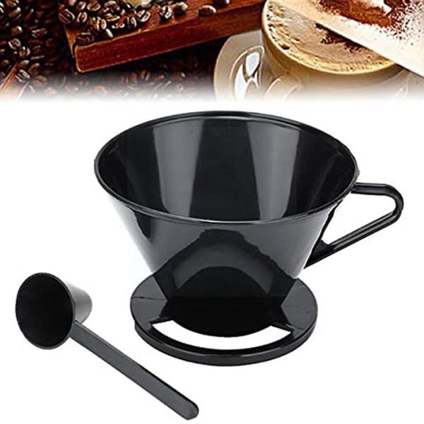 

coffee filters reusable plastic cone filter holder maker dripper cup with pour over strainer spoon mesh measuring h6f4