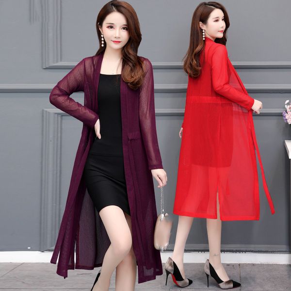 

ohryiyie plus size 5xl spring summer oversize long cardigan women 2021 knitted shawl sunscreen sweater ladies coat l-5xl, White;black